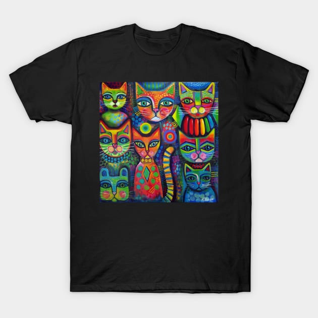 8 Colourful cats T-Shirt by karincharlotte